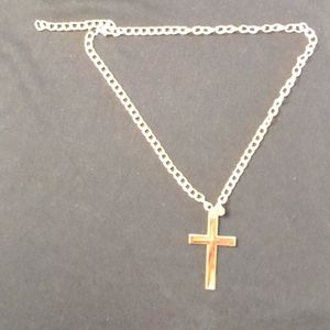 Gold Plated Necklace with Cross Pendant.